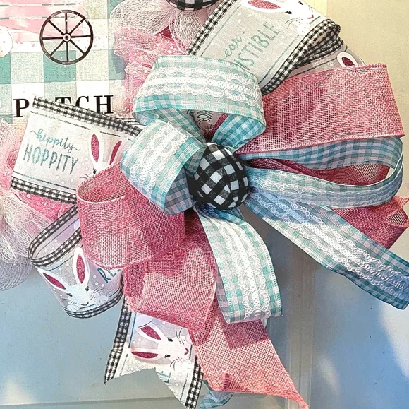 Spring Carrot Wreath Cottontail Bow Deco Mesh - Picture 5 of 6